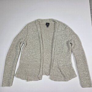 Eileen Fisher Cardigan XS Beige Neutral Open Front Textured Coastal Beachy